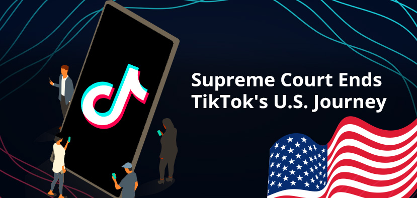 Tiny People in Their Phones Walking Around a Huge Screen With TikTok Logo