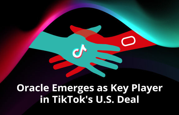 Hands Reaching For Each Other With TikTok and Oracle Logos On Them